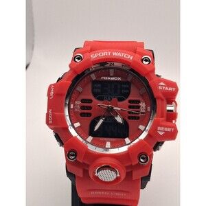 FOXBOX Men's Sports Watch Red Silicone Band